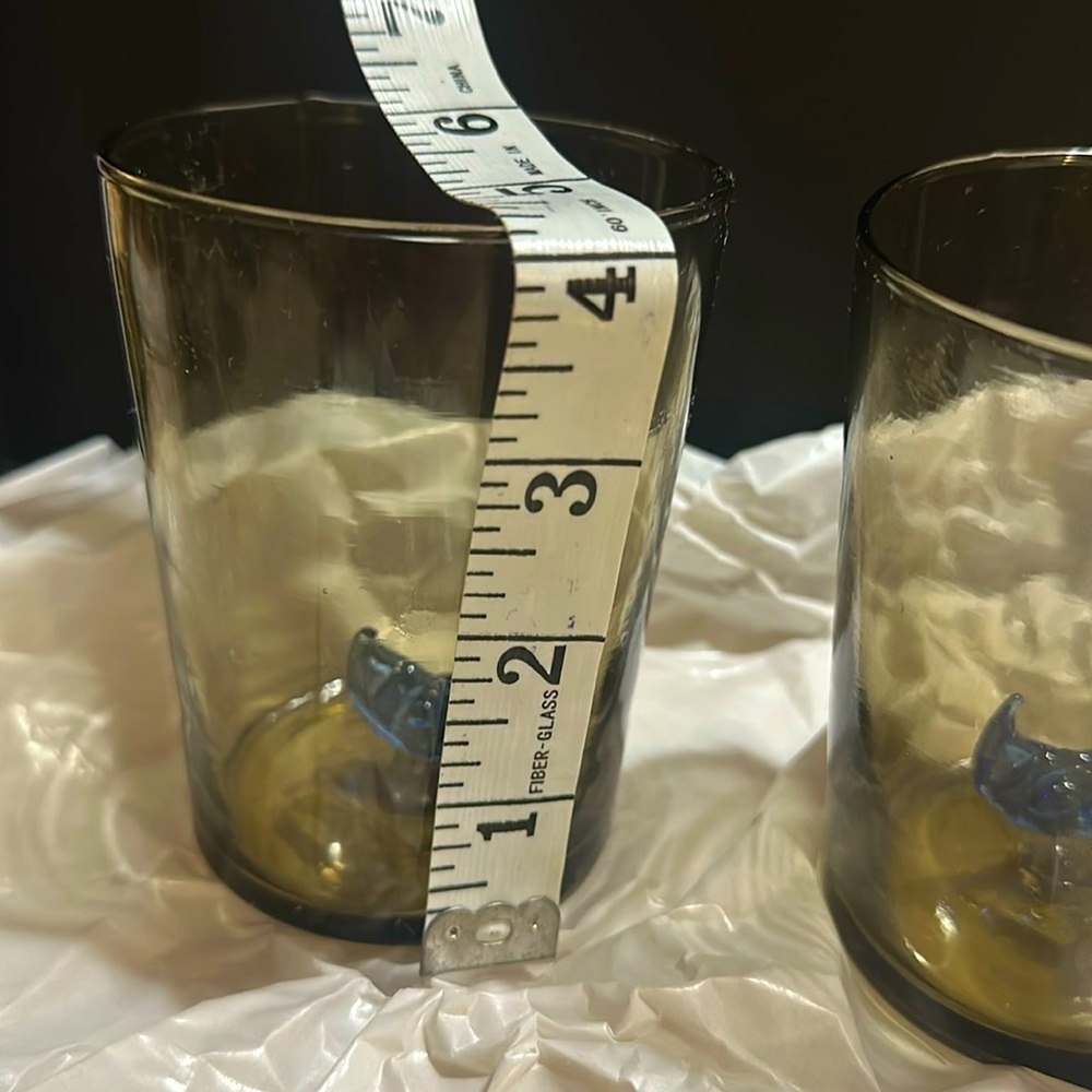 Urban Outfitters Crescent Blue Moon Glass Tumbler Smokey Grey Clear Glass set - Picture 9 of 11